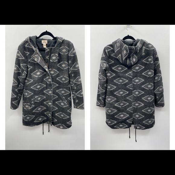 Levis vintage woman’s grey southwestern hooded knee length wool blend jacket - Picture 1 of 12